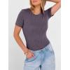 image:imageANRABESS Womens Tops Short Sleeve Crewneck Shirts Slim Fit Ribbed Knit Lightweight Sweater 2026 Summer Dressy Casual TShirtsPurple