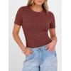 image:imageANRABESS Womens Tops Short Sleeve Crewneck Shirts Slim Fit Ribbed Knit Lightweight Sweater 2026 Summer Dressy Casual TShirtsRust Orange