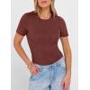 image:imageANRABESS Womens Tops Short Sleeve Crewneck Shirts Slim Fit Ribbed Knit Lightweight Sweater 2026 Summer Dressy Casual TShirtsRust Orange