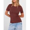image:imageANRABESS Womens Tops Short Sleeve Crewneck Shirts Slim Fit Ribbed Knit Lightweight Sweater 2026 Summer Dressy Casual TShirtsRust Orange