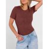 image:imageANRABESS Womens Tops Short Sleeve Crewneck Shirts Slim Fit Ribbed Knit Lightweight Sweater 2026 Summer Dressy Casual TShirtsRust Orange