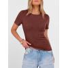 image:imageANRABESS Womens Tops Short Sleeve Crewneck Shirts Slim Fit Ribbed Knit Lightweight Sweater 2026 Summer Dressy Casual TShirtsRust Orange