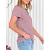 image:imageANRABESS Womens Tops Summer Eyelet Petal Short Sleeve T Shirts Dressy Casual Blouses Ladies Basic Tees 2026 Spring ClothesDark Pink