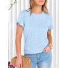 image:imageANRABESS Womens Tops Summer Eyelet Petal Short Sleeve T Shirts Dressy Casual Blouses Ladies Basic Tees 2026 Spring ClothesSky Blue