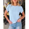 image:imageANRABESS Womens Tops Summer Eyelet Petal Short Sleeve T Shirts Dressy Casual Blouses Ladies Basic Tees 2026 Spring ClothesSky Blue