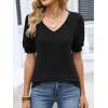 image:imageANRABESS Womens Tops Summer Sweaters Dressy Casual V Neck Tunic Blouses Short Sleeve Basic Tee Shirts 2026 Trendy ClothesBlack
