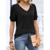image:imageANRABESS Womens Tops Summer Sweaters Dressy Casual V Neck Tunic Blouses Short Sleeve Basic Tee Shirts 2026 Trendy ClothesBlack