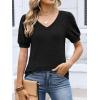 image:imageANRABESS Womens Tops Summer Sweaters Dressy Casual V Neck Tunic Blouses Short Sleeve Basic Tee Shirts 2026 Trendy ClothesBlack