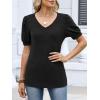 image:imageANRABESS Womens Tops Summer Sweaters Dressy Casual V Neck Tunic Blouses Short Sleeve Basic Tee Shirts 2026 Trendy ClothesBlack