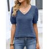 image:imageANRABESS Womens Tops Summer Sweaters Dressy Casual V Neck Tunic Blouses Short Sleeve Basic Tee Shirts 2026 Trendy ClothesBlue
