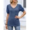 image:imageANRABESS Womens Tops Summer Sweaters Dressy Casual V Neck Tunic Blouses Short Sleeve Basic Tee Shirts 2026 Trendy ClothesBlue