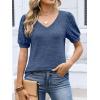 image:imageANRABESS Womens Tops Summer Sweaters Dressy Casual V Neck Tunic Blouses Short Sleeve Basic Tee Shirts 2026 Trendy ClothesBlue