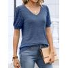 image:imageANRABESS Womens Tops Summer Sweaters Dressy Casual V Neck Tunic Blouses Short Sleeve Basic Tee Shirts 2026 Trendy ClothesBlue