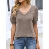 image:imageANRABESS Womens Tops Summer Sweaters Dressy Casual V Neck Tunic Blouses Short Sleeve Basic Tee Shirts 2026 Trendy ClothesBrown