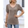 image:imageANRABESS Womens Tops Summer Sweaters Dressy Casual V Neck Tunic Blouses Short Sleeve Basic Tee Shirts 2026 Trendy ClothesBrown