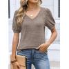 image:imageANRABESS Womens Tops Summer Sweaters Dressy Casual V Neck Tunic Blouses Short Sleeve Basic Tee Shirts 2026 Trendy ClothesBrown