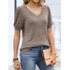 image:imageANRABESS Womens Tops Summer Sweaters Dressy Casual V Neck Tunic Blouses Short Sleeve Basic Tee Shirts 2026 Trendy ClothesBrown