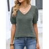 image:imageANRABESS Womens Tops Summer Sweaters Dressy Casual V Neck Tunic Blouses Short Sleeve Basic Tee Shirts 2026 Trendy ClothesDeep Green