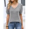 image:imageANRABESS Womens Tops Summer Sweaters Dressy Casual V Neck Tunic Blouses Short Sleeve Basic Tee Shirts 2026 Trendy ClothesGray