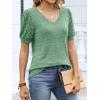 image:imageANRABESS Womens Tops Summer Sweaters Dressy Casual V Neck Tunic Blouses Short Sleeve Basic Tee Shirts 2026 Trendy ClothesGreen