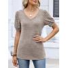 image:imageANRABESS Womens Tops Summer Sweaters Dressy Casual V Neck Tunic Blouses Short Sleeve Basic Tee Shirts 2026 Trendy ClothesKhaki