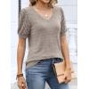 image:imageANRABESS Womens Tops Summer Sweaters Dressy Casual V Neck Tunic Blouses Short Sleeve Basic Tee Shirts 2026 Trendy ClothesKhaki
