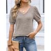 image:imageANRABESS Womens Tops Summer Sweaters Dressy Casual V Neck Tunic Blouses Short Sleeve Basic Tee Shirts 2026 Trendy ClothesKhaki