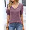 image:imageANRABESS Womens Tops Summer Sweaters Dressy Casual V Neck Tunic Blouses Short Sleeve Basic Tee Shirts 2026 Trendy ClothesLight Red Purple