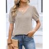 image:imageANRABESS Womens Tops Summer Sweaters Dressy Casual V Neck Tunic Blouses Short Sleeve Basic Tee Shirts 2026 Trendy ClothesParchment