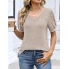 image:imageANRABESS Womens Tops Summer Sweaters Dressy Casual V Neck Tunic Blouses Short Sleeve Basic Tee Shirts 2026 Trendy ClothesParchment