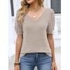 image:imageANRABESS Womens Tops Summer Sweaters Dressy Casual V Neck Tunic Blouses Short Sleeve Basic Tee Shirts 2026 Trendy ClothesParchment