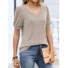 image:imageANRABESS Womens Tops Summer Sweaters Dressy Casual V Neck Tunic Blouses Short Sleeve Basic Tee Shirts 2026 Trendy ClothesParchment