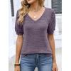 image:imageANRABESS Womens Tops Summer Sweaters Dressy Casual V Neck Tunic Blouses Short Sleeve Basic Tee Shirts 2026 Trendy ClothesPurple