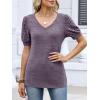 image:imageANRABESS Womens Tops Summer Sweaters Dressy Casual V Neck Tunic Blouses Short Sleeve Basic Tee Shirts 2026 Trendy ClothesPurple