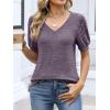 image:imageANRABESS Womens Tops Summer Sweaters Dressy Casual V Neck Tunic Blouses Short Sleeve Basic Tee Shirts 2026 Trendy ClothesPurple