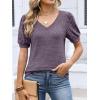 image:imageANRABESS Womens Tops Summer Sweaters Dressy Casual V Neck Tunic Blouses Short Sleeve Basic Tee Shirts 2026 Trendy ClothesPurple