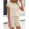 image:imageANRABESS Womens Waffle Knit 2 Piece Short Sets Cap Sleeve Summer 2026 Matching Lounge Outfits Travel Beach Vacation SweatsuitAlmond