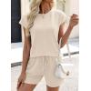 image:imageANRABESS Womens Waffle Knit 2 Piece Short Sets Cap Sleeve Summer 2026 Matching Lounge Outfits Travel Beach Vacation SweatsuitAlmond