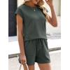 image:imageANRABESS Womens Waffle Knit 2 Piece Short Sets Cap Sleeve Summer 2026 Matching Lounge Outfits Travel Beach Vacation SweatsuitArmy Green