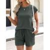 image:imageANRABESS Womens Waffle Knit 2 Piece Short Sets Cap Sleeve Summer 2026 Matching Lounge Outfits Travel Beach Vacation SweatsuitArmy Green