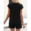 image:imageANRABESS Womens Waffle Knit 2 Piece Short Sets Cap Sleeve Summer 2026 Matching Lounge Outfits Travel Beach Vacation SweatsuitBlack