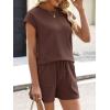 image:imageANRABESS Womens Waffle Knit 2 Piece Short Sets Cap Sleeve Summer 2026 Matching Lounge Outfits Travel Beach Vacation SweatsuitBrown