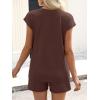 image:imageANRABESS Womens Waffle Knit 2 Piece Short Sets Cap Sleeve Summer 2026 Matching Lounge Outfits Travel Beach Vacation SweatsuitBrown