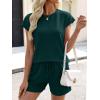 image:imageANRABESS Womens Waffle Knit 2 Piece Short Sets Cap Sleeve Summer 2026 Matching Lounge Outfits Travel Beach Vacation SweatsuitDeep Green