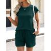 image:imageANRABESS Womens Waffle Knit 2 Piece Short Sets Cap Sleeve Summer 2026 Matching Lounge Outfits Travel Beach Vacation SweatsuitDeep Green