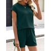 image:imageANRABESS Womens Waffle Knit 2 Piece Short Sets Cap Sleeve Summer 2026 Matching Lounge Outfits Travel Beach Vacation SweatsuitDeep Green