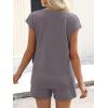 image:imageANRABESS Womens Waffle Knit 2 Piece Short Sets Cap Sleeve Summer 2026 Matching Lounge Outfits Travel Beach Vacation SweatsuitGrey