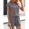image:imageANRABESS Womens Waffle Knit 2 Piece Short Sets Cap Sleeve Summer 2026 Matching Lounge Outfits Travel Beach Vacation SweatsuitGrey