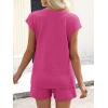 image:imageANRABESS Womens Waffle Knit 2 Piece Short Sets Cap Sleeve Summer 2026 Matching Lounge Outfits Travel Beach Vacation SweatsuitHot Pink