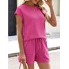 image:imageANRABESS Womens Waffle Knit 2 Piece Short Sets Cap Sleeve Summer 2026 Matching Lounge Outfits Travel Beach Vacation SweatsuitHot Pink